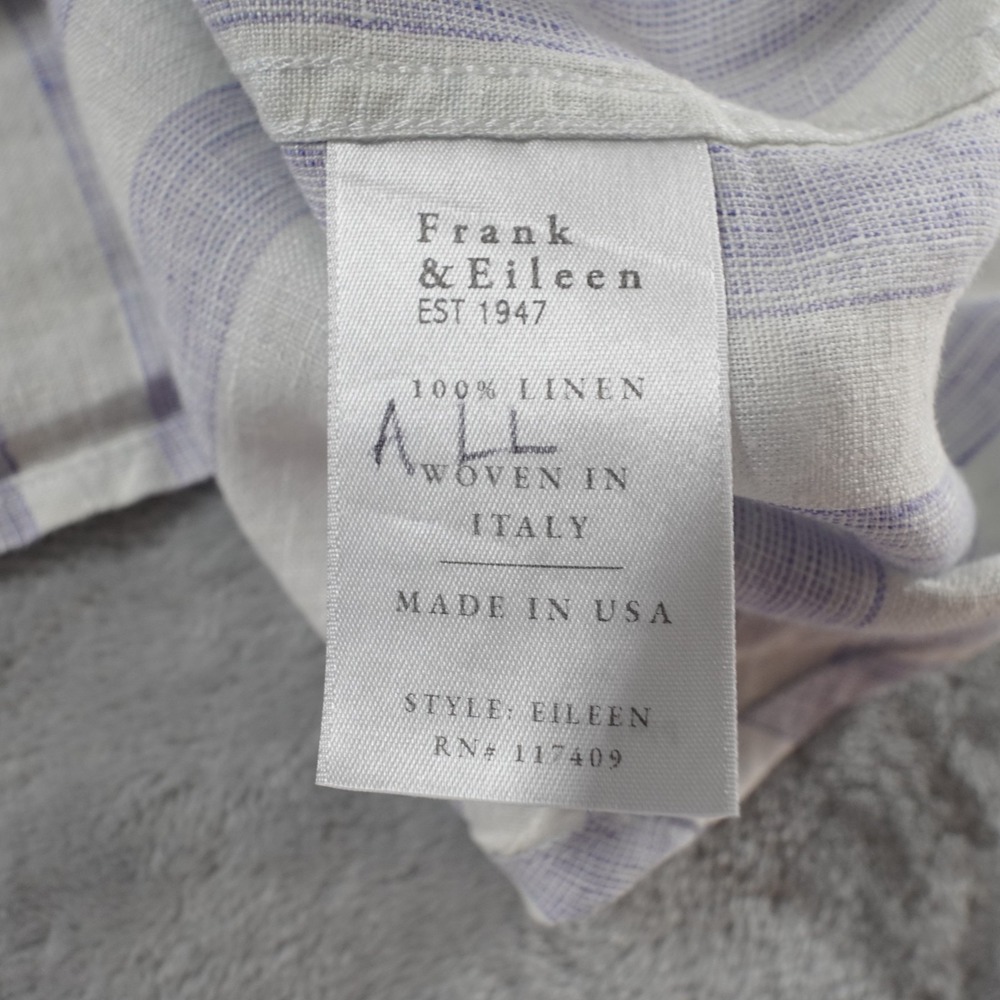 Frank & Eileen Button Down Shirt Eileen Linen XL Blue Stripe Italy Classic Coast - Picture 12 of 16